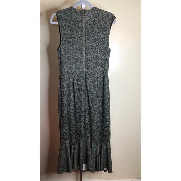 Hutch Women Kari Midi Dress Sz. Med Green Cheetah Print Slinky Sexy Sleeveless - Picture 4 of 12